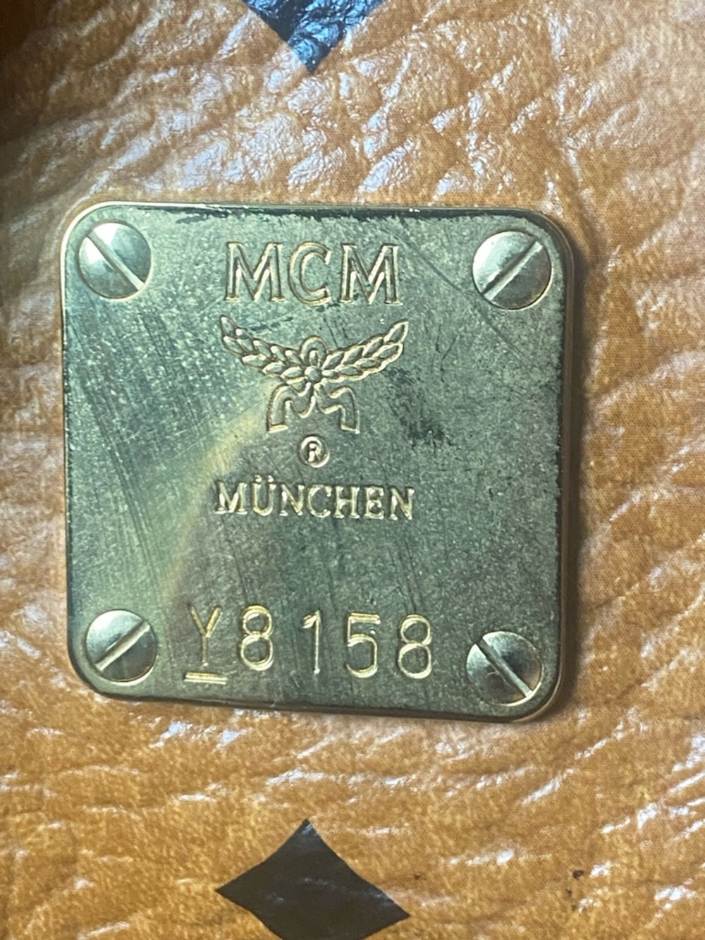 MCM Tan Monogram Shoulder Bag - Picture 9 of 13